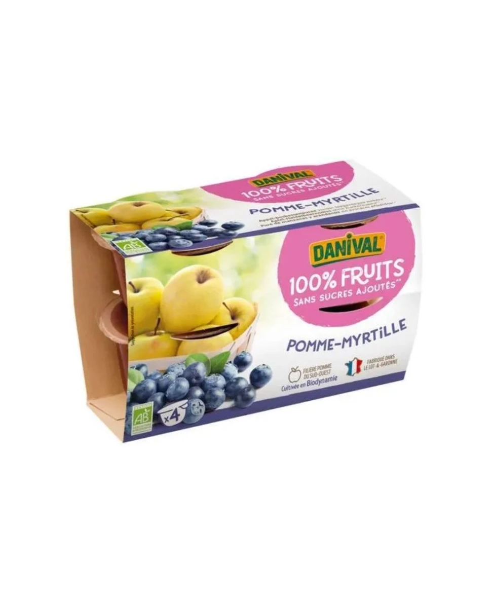 Purée 100% Fruit Pomme Myrtille - 400g - Danival