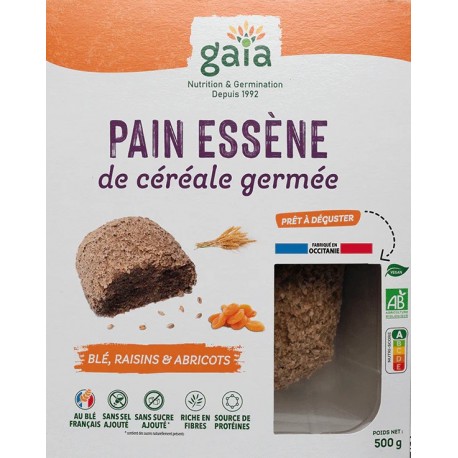 Pain Essène de Céréale Germée au Blé raisins abricots -500g - Gaia