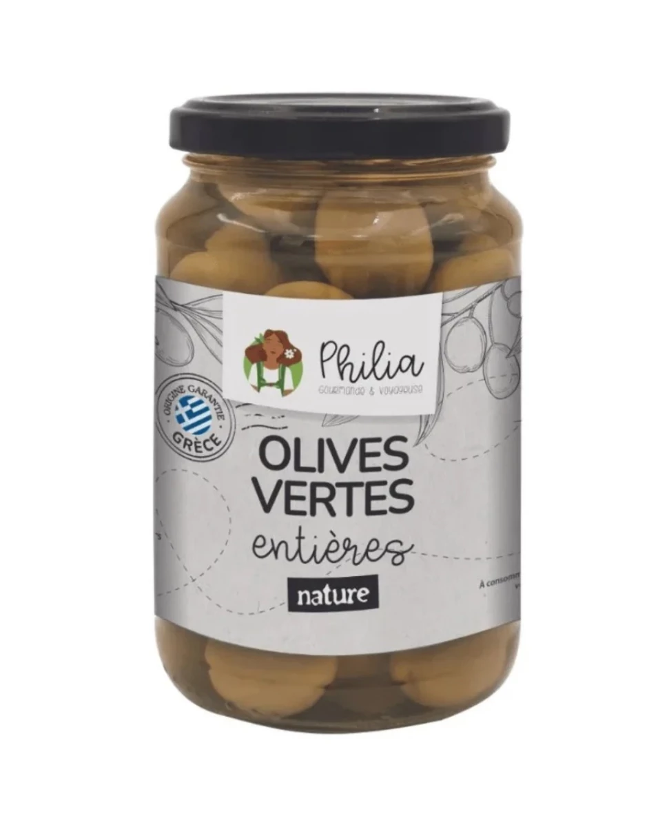 Olives Vertes Entières Bio – 190 g – Philia