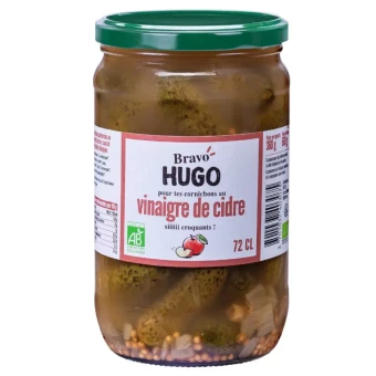 Cornichons au Vinaigre de Cidre BIO – 660g – Bravo Hugo