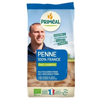 Pâtes Pennes Demi-Complètes BIO - 500g - Priméal
