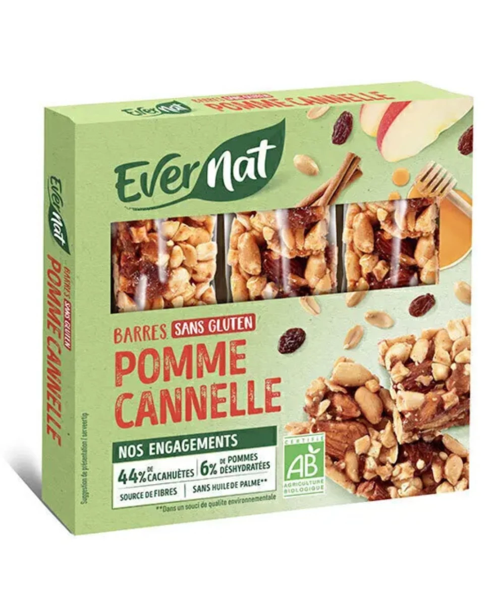 Barres Pomme Cannelle Bio – 3x25g – Evernat