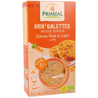 Mix’ Galettes Veggie Burger – Quinoa & Lupin – 2x125g – Priméal