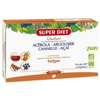 Quatuor Acérola Argousier Cannelle AcaÏ - Ampoules -SuperDiet