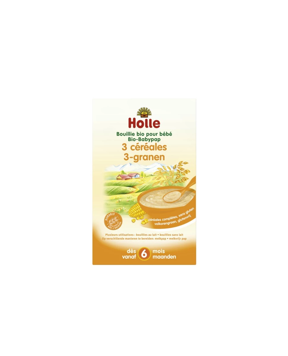 Bouillie Bio pour Bébé 3 céréales 250g-Holle