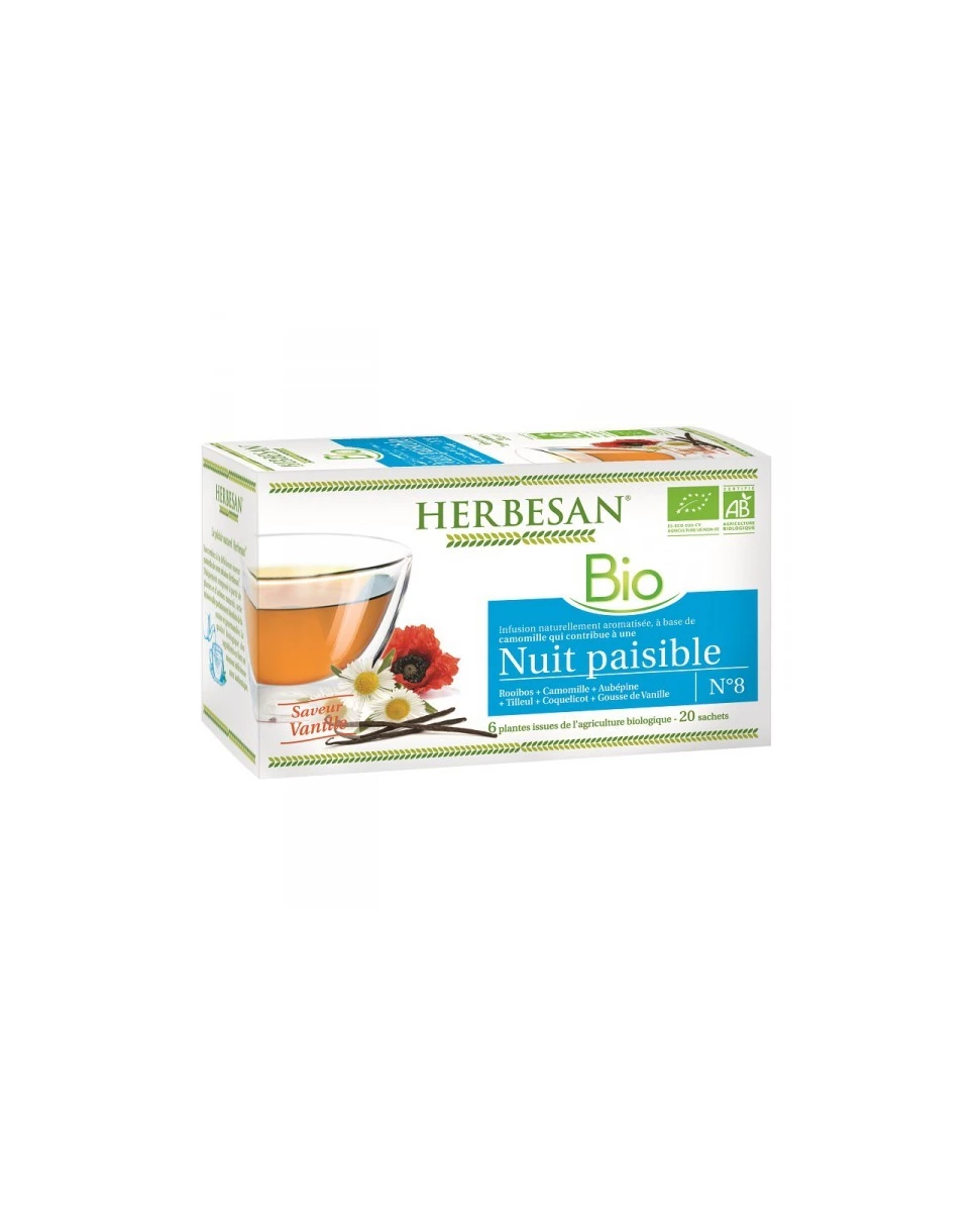 Infusion Bio Nuit Paisible - 20 Sachets - Herbesan