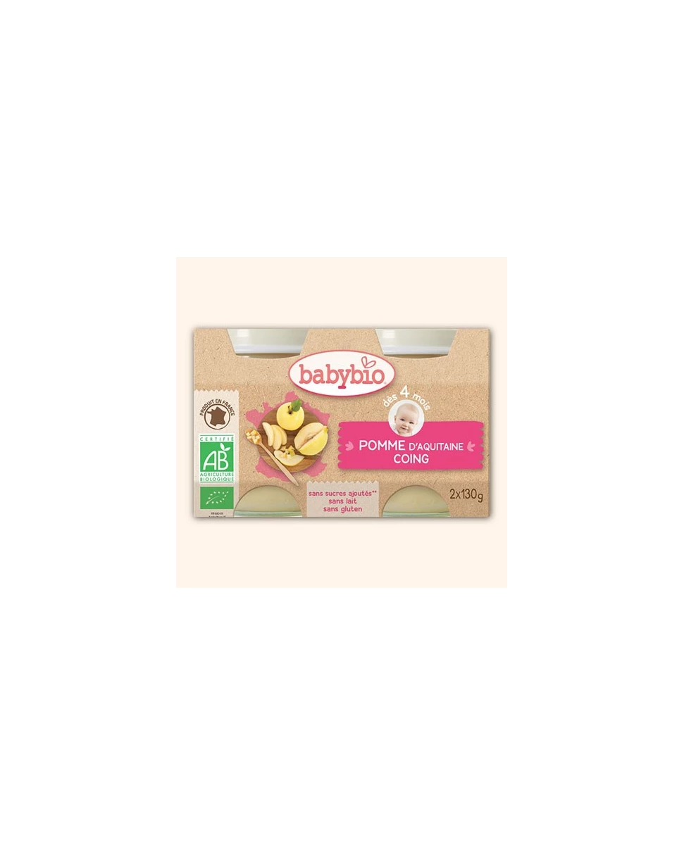 Petits Pots Fruits Pomme d'Aquitaine et Coing - 2 x 130g - Babybio