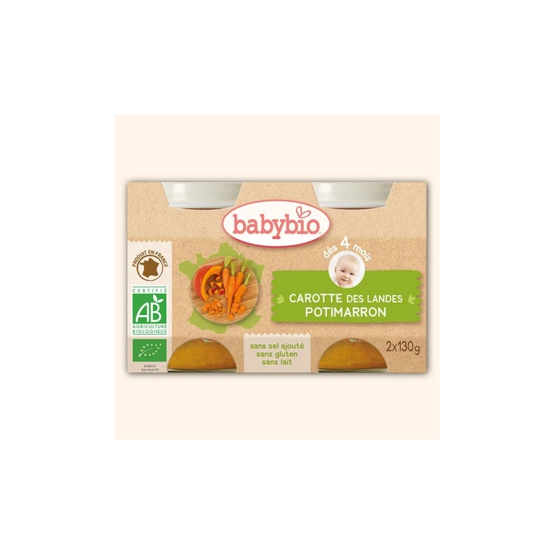 Petits Pots Carotte des Landes et Potimarron - 2 x 130g - Babybio