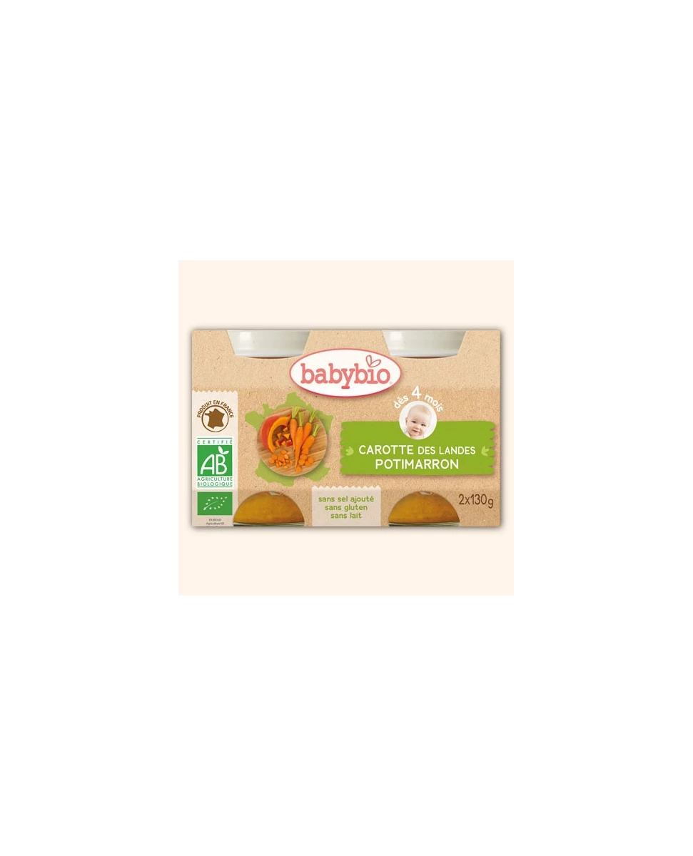 Petits Pots Carotte des Landes et Potimarron - 2 x 130g - Babybio