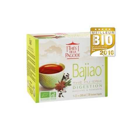 Bajiao, Thé Pu-Erh, Digestion, Infusettes Bio 45g-Thés de la Pagode