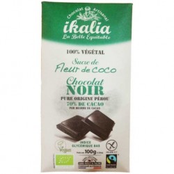 Chocolat Noir 70% Cacao 100% Végétal - 100g - Ikalia