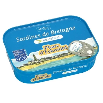 Sardines de Bretagne au naturel - 135g - Phare d'Eckmühl