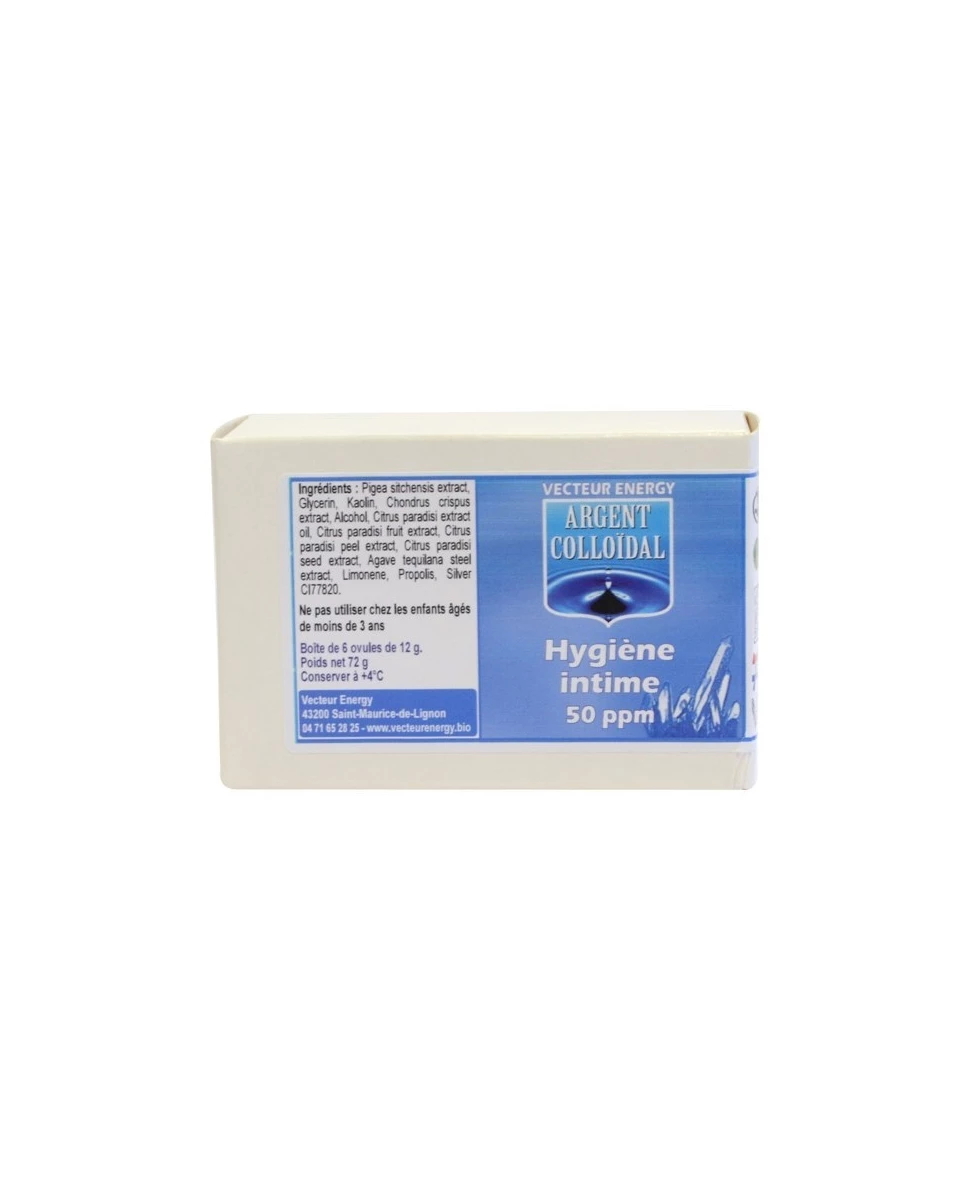 Hygiène Intime Argent Colloidal 50ppm - 6 ovules - Vecteur Energy