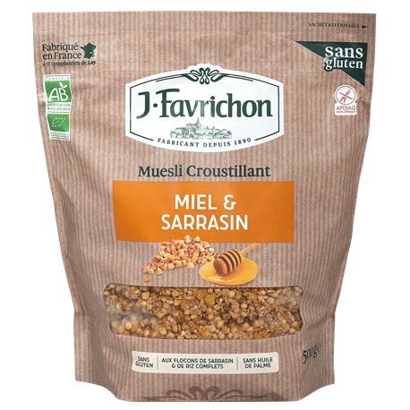 Muesli Croustillant Miel et Sarrasin 400g-Joseph Favrichon