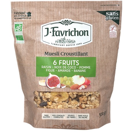 Muesli Croustillant 6 Fruits 500g-Joseph Favrichon