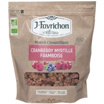 Muesli Croustillant Cranberry Myrtille Framboise 500g-Joseph Favrichon