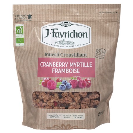 Muesli Croustillant Cranberry Myrtille Framboise 500g-Joseph Favrichon