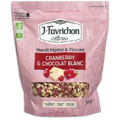 Muesli Pépites et Flocons Cranberry / Chocolat Blanc 500g - Joseph Favrichon