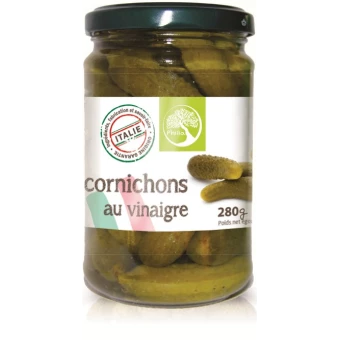 Cornichons au vinaigre 280g-Philia