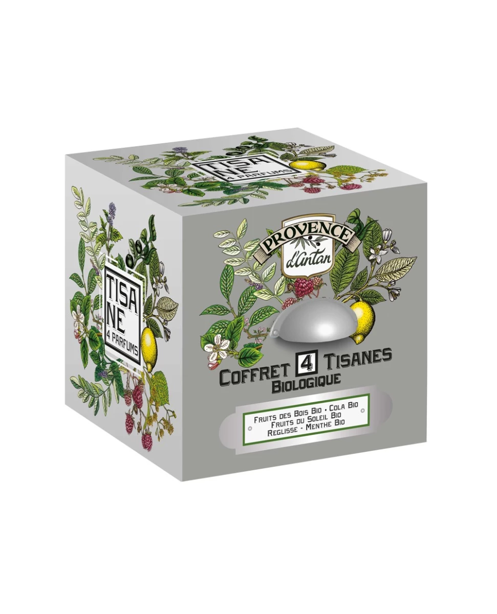 Coffret 4 Tisanes Bio - Provence d'Antan - Boîte Métal 24 Sachets