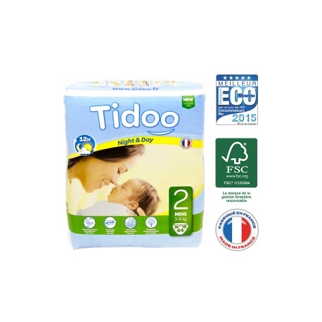 Couches Night & Day T2 3-6 kg - 64 couches - Tidoo