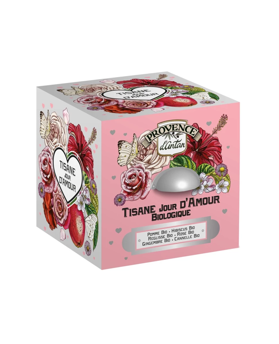 Coffret Tisane Jour d'Amour Bio - Provence d'Antan - Boîte Métal 24 Sachets