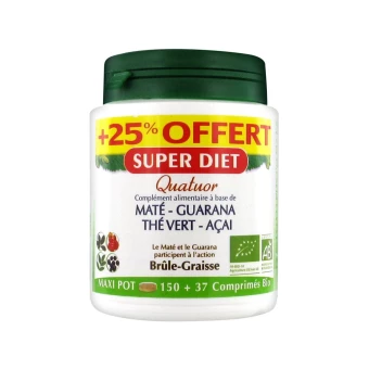 Quatuor Maté - Thé Vert - Guarana - Açai Bio - 187 Gélules - SuperDiet
