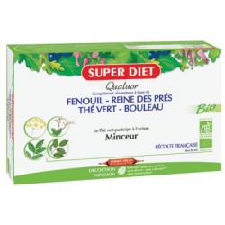 Quatuor Bio Fenouil / Reine des Prés / Thé Vert / Bouleau - 20 Ampoules de 15ml - SuperDiet