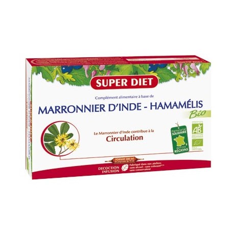 Marronier d'Inde / Hamamélis Bio - 20 Ampoules de 15ml - SuperDiet