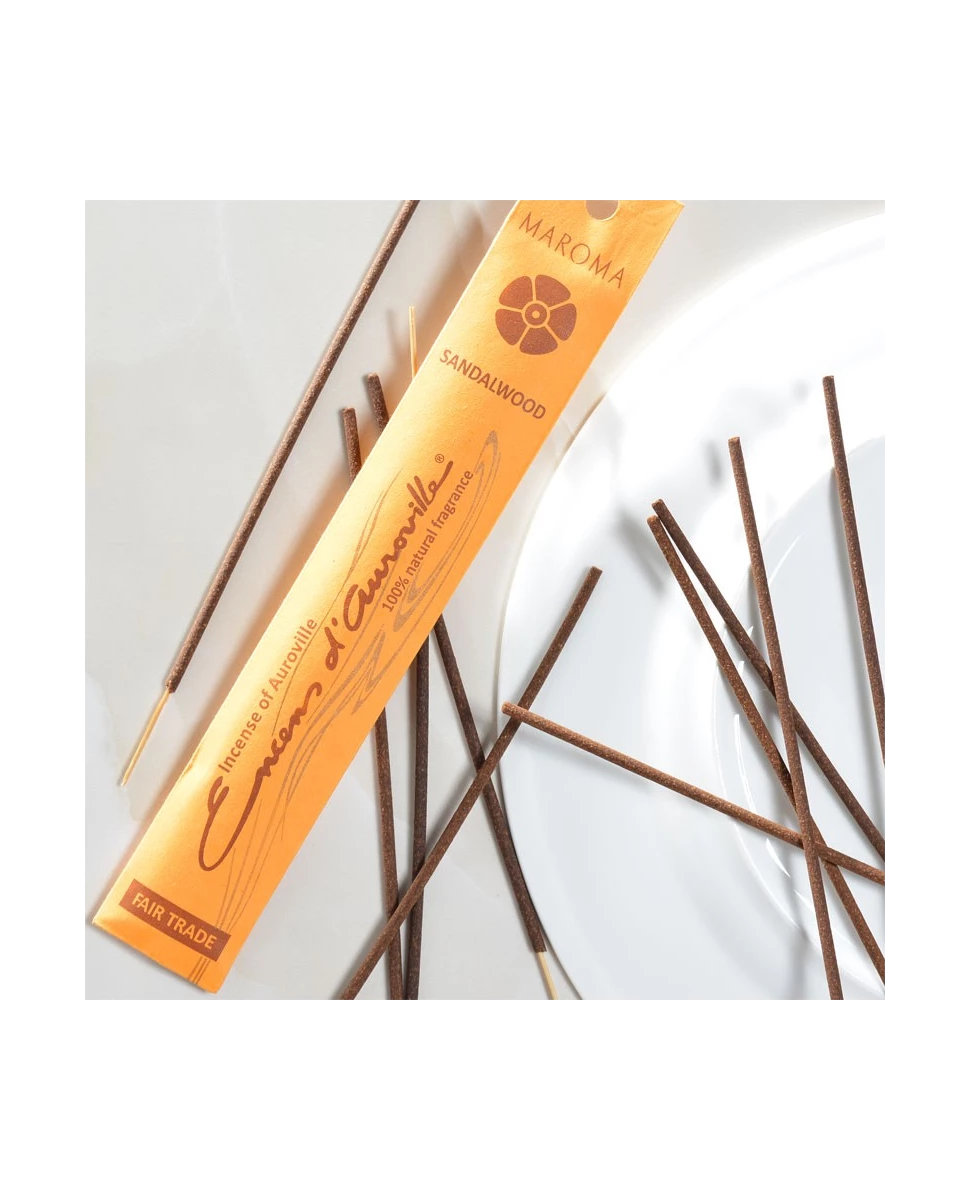 Encens d'Auroville Sandalwood (Bois de Santal) - 10 Bâtonnets - Maroma