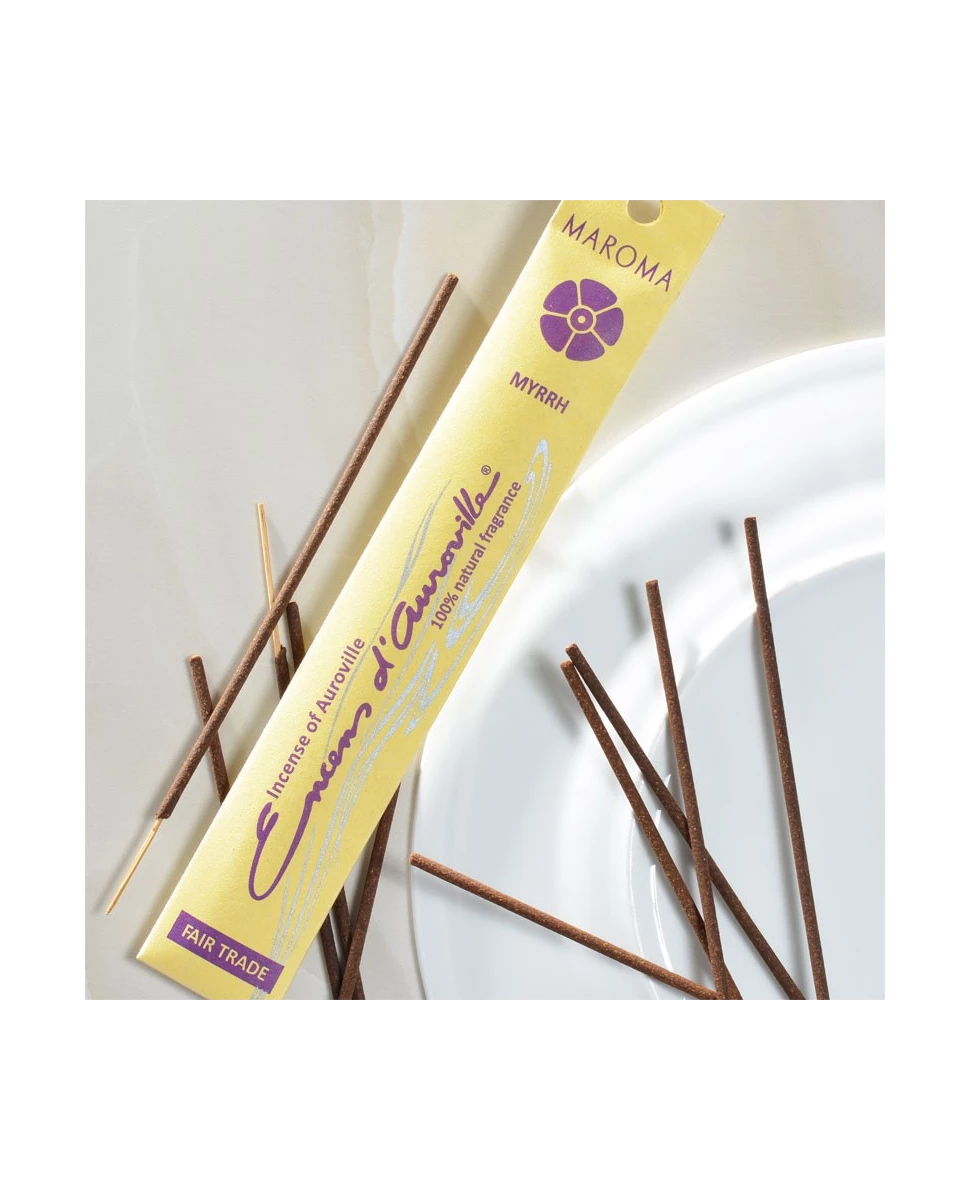 Encens d'Auroville Myrrh (Myrrhe) - 10 Bâtonnets - Maroma