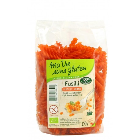 Fusilli lentilles corail Sans Gluten 250g-Ma Vie Sans Gluten