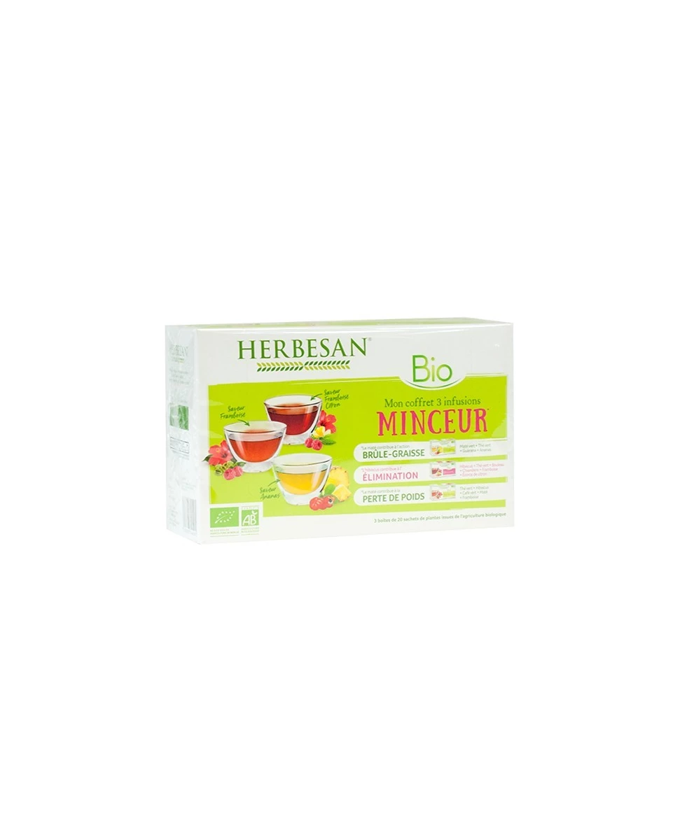 Coffret 3 Infusions Minceur - 3 Boites de 20 Sachets - Herbesan