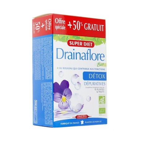 Drainaflore Bio Détox - 20 + 10 Ampoules de 15ml - SuperDiet