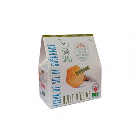 Biscuit Salé Huile d'Olive et Sel de Guérande - 65gr - Cinq Sans