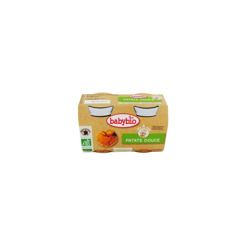 BABYBIO Petits pots bébé dès 4 mois patate douce - 2 pots de 130 g