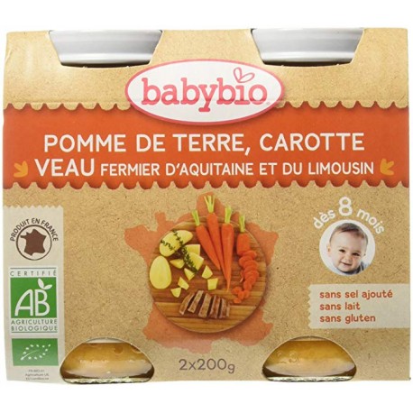 Carotte, Courge Butternut, Poulet Fermier du Poitou, Riz - 2x200g - Babybio