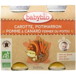 Carotte, Potimarron, Pomme et Canard Fermier du Poitou - 2x200g - Babybio