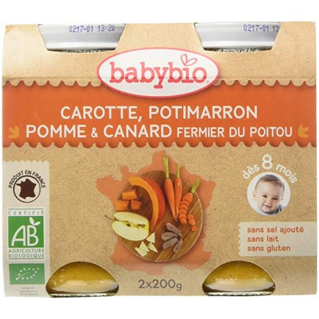 Carotte, Potimarron, Pomme et Canard Fermier du Poitou - 2x200g - Babybio