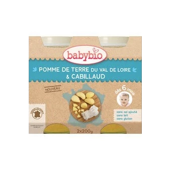 Petit Pois, Pomme de Terre du Val de Loire, Cabillaud - 2x200g - Babybio