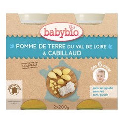 Petit Pois, Pomme de Terre du Val de Loire, Cabillaud - 2x200g - Babybio