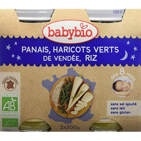 Panais, Haricot Vert de Vendée et Riz - 2x200g - Babybio