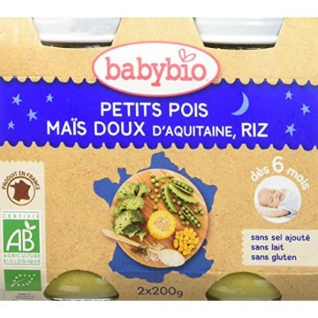 Petit Pois, Maïs Doux d'Aquitaine, Riz- 2x200g - Babybio