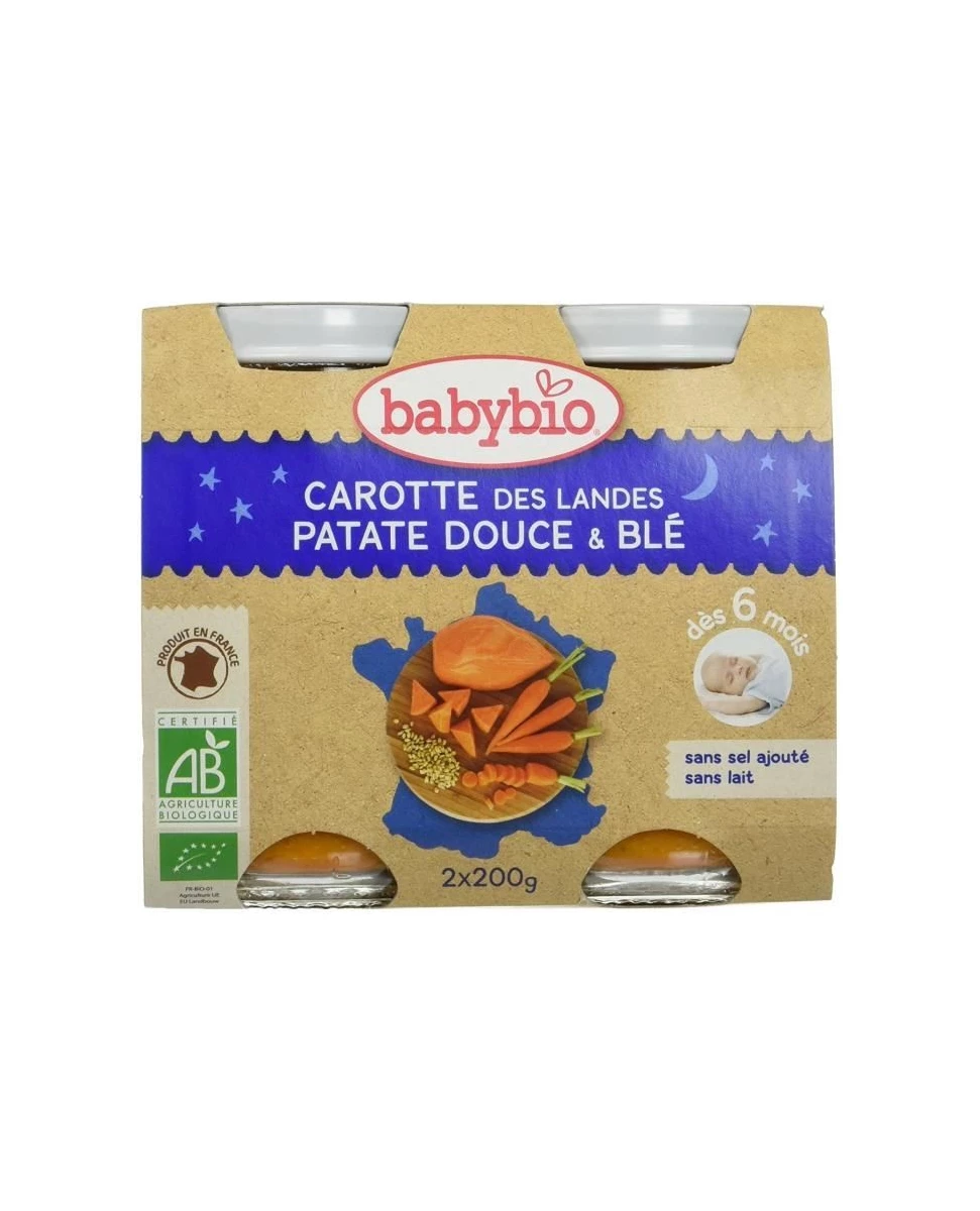 Carotte des Landes, Patate Douce et Blé - 2x200g - Babybio