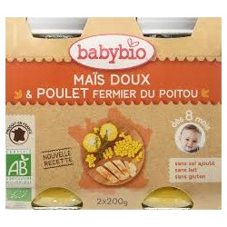 Maïs Doux et Poulet Fermier du Poitou - 2x200g - Babybio