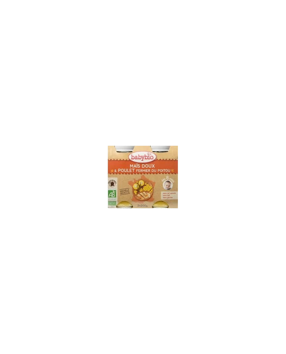 Maïs Doux et Poulet Fermier du Poitou - 2x200g - Babybio