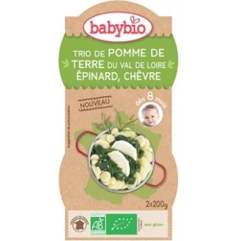 Trio de Pomme de Terre du Val de Loire, Epinard et Chèvre - 2x200gr - Babybio