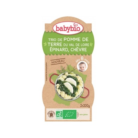 Trio de Pomme de Terre du Val de Loire, Epinard et Chèvre - 2x200gr - Babybio