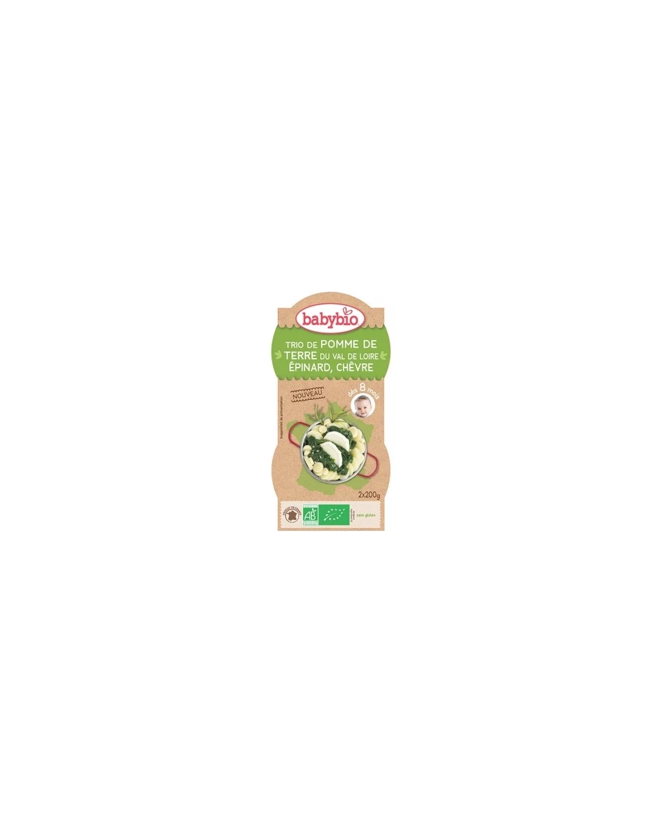 Trio de Pomme de Terre du Val de Loire, Epinard et Chèvre - 2x200gr - Babybio