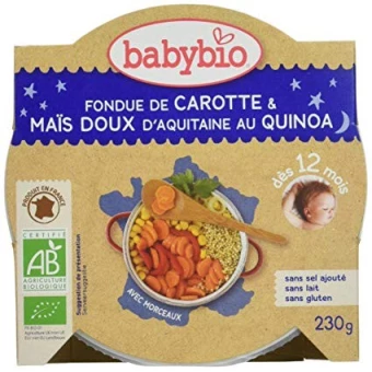 Fondue de Carotte, Maïs Doux d'Aquitaine et Quinoa  - 230gr - Babybio